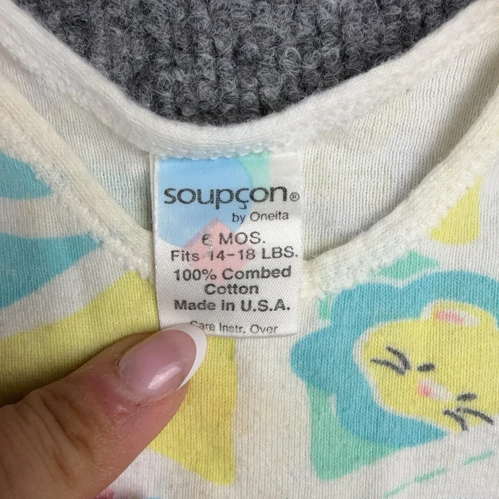 Vintage Soupcon By Oneita Romper Infant 6-9 Months Geometric Bodysuit Blanket